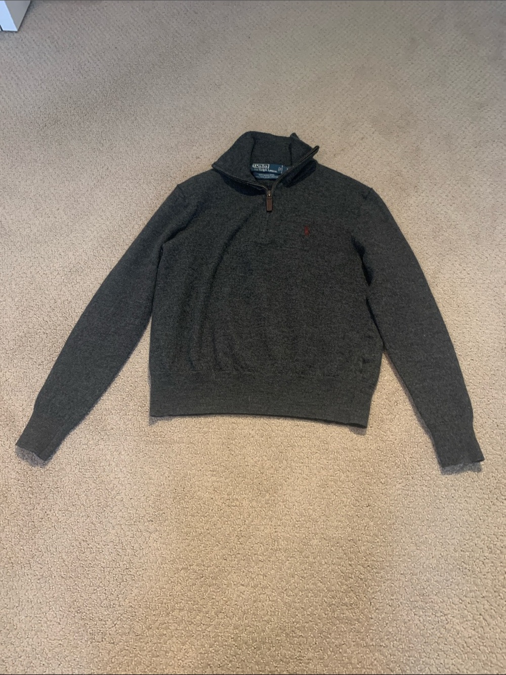 Polo by Ralph Lauren Dark Charcoal Zip-Neck Sweater